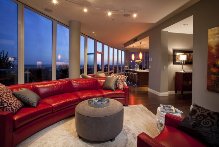 Architectural interior of luxury residence, balanced interior and exterior evening light| 425 Magazine | Bellevue, Washington